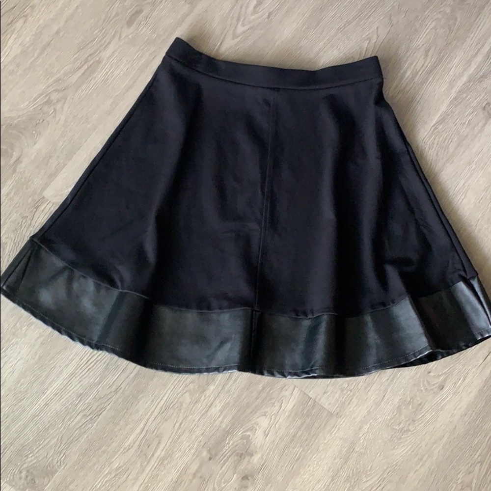 Saks Fifth Avenue Skirt Black faux lather trim